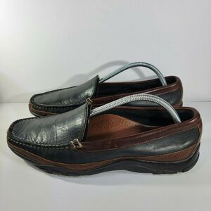 Allen Edmonds Mens 9.5 D Black Brown Boulder Venetian Driving Mocs Slip On Shoes